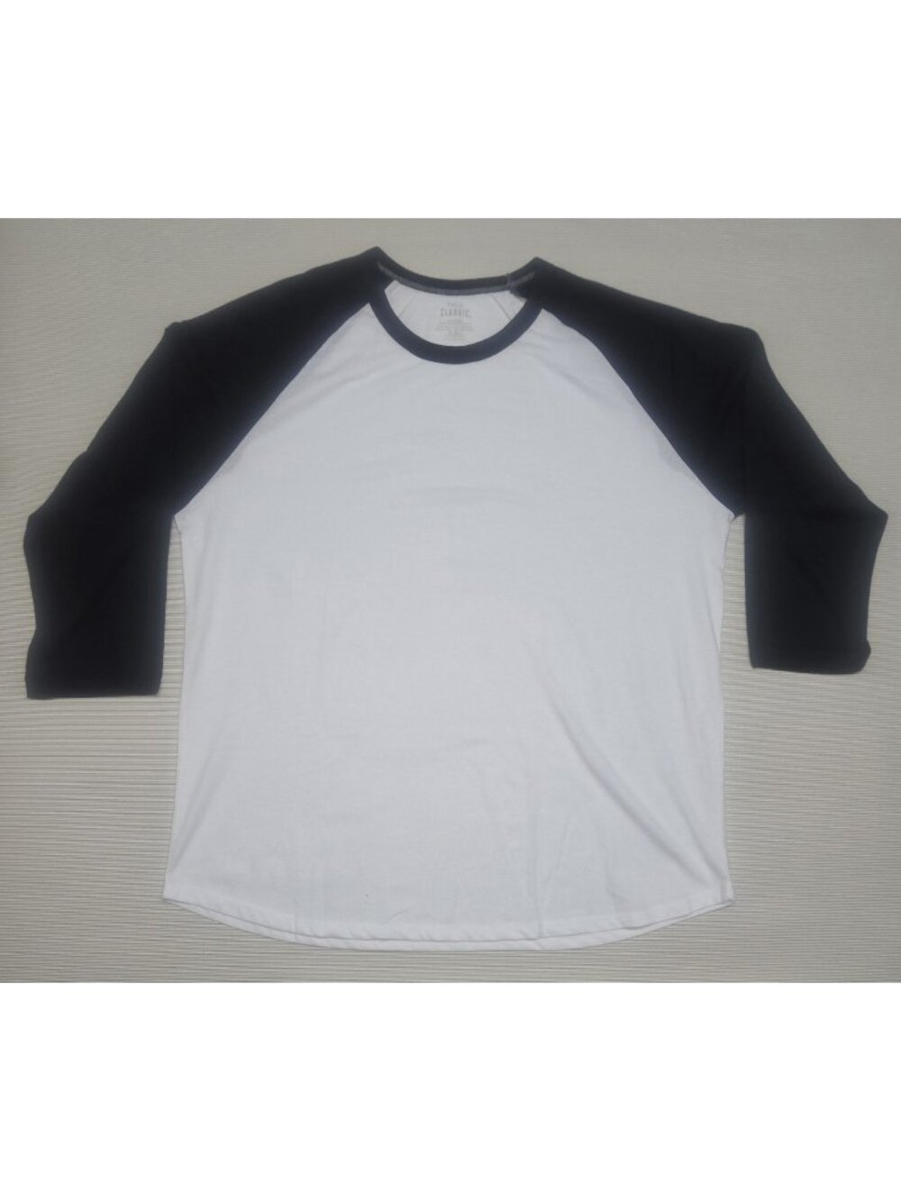True Classic 3/4 Sleeve Two tone Crew Neck Shirt Heather WHITE & Black Men 2XL